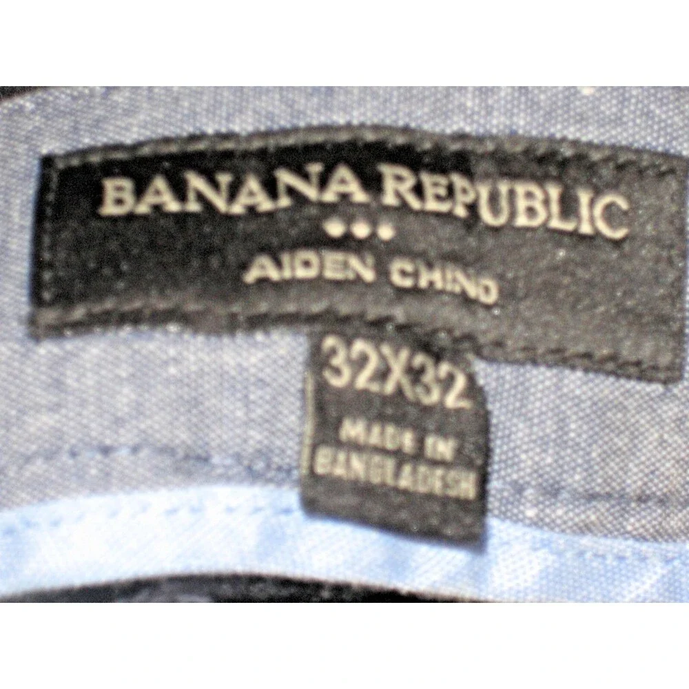 Mens Banana Republic Navy Flat Front Cotton/Spandex Chinos sz 32x32